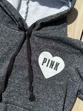 VS Pink heathered heart Hoodie Y2K Cozy Core Athleisure Lounge Streetwear M 3249